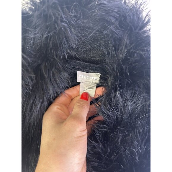 Chicos Black Faux Fur Sweater Vest Mob Wife - Picture 4 of 8